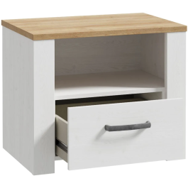 Chevet BOHOL 1 tiroir et 1 niche en chêne et blanc - Dimensions: 61,6 x 42 x 52 cm