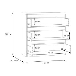 Commode EDMORE EMOK211U59 3 tiroirs Vert salvia 77,2 x 42 x 79,8 cm