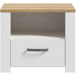 Chevet BOHOL 1 tiroir et 1 niche en chêne et blanc - Dimensions: 61,6 x 42 x 52 cm