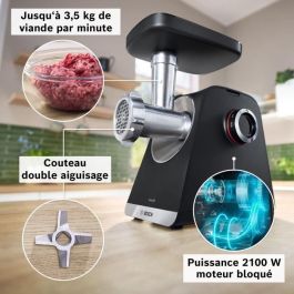 Bosch MFWS660B Hachoir à viande Série 6 - 500 W - Accessoires : 3 grilles, kit kébab, presse-agrumes, râpe et filière à saucisses