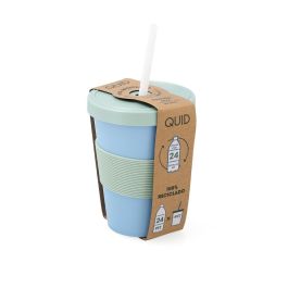 Vaso Alto con Tapa Rpet Inspira Quid 480 mL, 9x12 cm