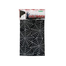 Mantel Halloween Noir avec Design Toile d'Araignée pour Table - 120 x 240 cm - Décoration de Fête Effrayante