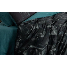 Ensemble de linge de lit - 1 housse de couette 140 x 200 cm + 1 taie d'oreiller 60 x 60 cm - 100% coton renforcé - Imprimé Bleu pétrole