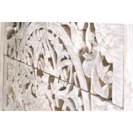 GINER Y COLOMER Buffet 3 tiroirs en bois de manguier et métal, finition blanc vieilli et piètement gris, 80x80x35 cm