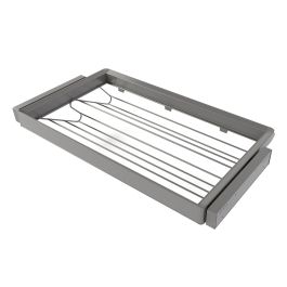 Emuca Kit tiroir à chaussures et rack ajustable Quartz pour armoires, glissières extension totale et à fermeture douce, Module 90cm, Finition Titane