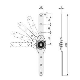 Q&Q Compas plat multipositions remaché, acier zingué pour appui-tête de canapé