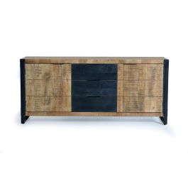 GINER Y COLOMER - Buffet 2 portes et tiroir en bois d'acacia et de manguier avec finition naturelle et métal noir - 80x180x45 cm Precio: 1391.988. SKU: B13AETCMXY