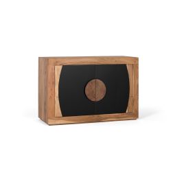 Giner y Colomer - Buffet en bois d'acacia 2 portes, meuble de rangement buffet salle à manger, couleur naturel et noir, 57x47cm par porte
