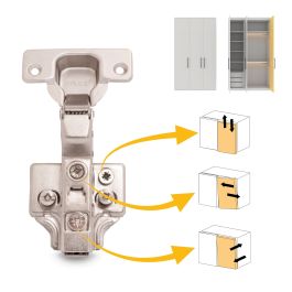 Emuca Lot de 20 charnières super coudées X91 avec fermeture amortie et embases Euro, Hauteur 0, Acier, Nickelé