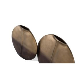 Giner y Colomer - Lot de 2 vases en aluminium doré, grands modèles 35x38x12 cm et 30x32x11 cm