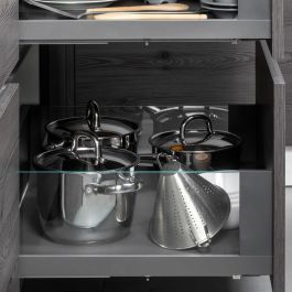 Emuca Tiroir Extérieur Vertex 40kg côtés en verre 178mm de haut, 450mm de profondeur, Acier & Aluminium et Verre, Gris Anthracite