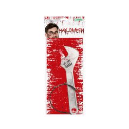 Diadème Halloween Clé Anglaise Enfoncée 28 cm avec Effet Saignant, Accessoire Déguisement Zombie Adulte
