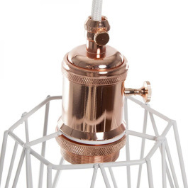 Douille E27 Câble 5000mm Blanc 3x0,75mm Douille à interrupteur rotatif Cuivre - Cage - Prise AM-AT536