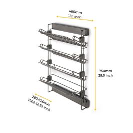 Emuca Porte-chaussures latéral coulissant pour placards et dressing Quartz, Droite, Acier, Titane