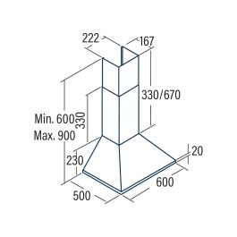 Hotte standard Cata OMEGA II 600X Acier