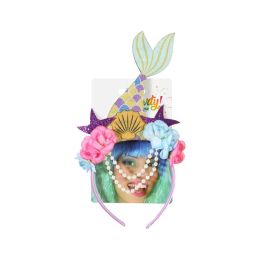 Diadème tête de sirène avec décor floral pour déguisement de fée ou princesse aquatique, costume de fantasy