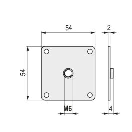 Q&Q Plaque de fixation carrée 54x54 mm, M6, M8, M10, finition zinguée