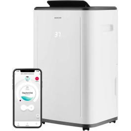 Sencor SDH 3028WH - Déshumidificateur Intelligent Mobile 30 L Wi-Fi, Contrôle Application, 30 L/jour, Séchage Vêtements, 5-32 °C, Pour Pièces 30 à 89 m²