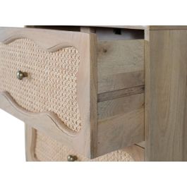 GINER Y COLOMER - Table de nuit en bois de manguier avec 2 tiroirs à façade en canne tressée - Design artisanal - Dimensions 60x40x65 cm - Finition naturelle