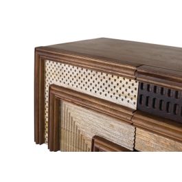 GINER Y COLOMER Meuble TV Texturiza2 - Buffet en bois de manguier avec décor géométrique, 2 portes et 3 tiroirs - Marron