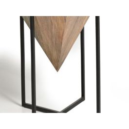 Giner y Colomer Table d'angle en bois de manguier et métal - Style industriel et rustique - 50x50x63 cm - Couleur naturel et noir