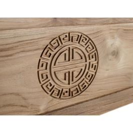 GINER Y COLOMER Coffre de Rangement en Bois de Teca Massif, Style Oriental, Finition Naturelle, L 114 x P 40 x H 42 cm