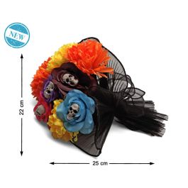 Décoration d'Halloween 22 x 22 x 25 cm Blanc Rouge Mexicaine Crânes