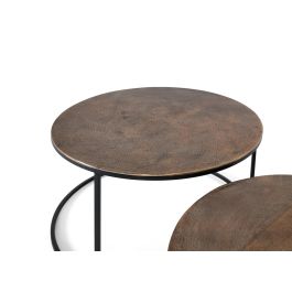 NOMA Lot de 2 Tables Basses en Métal avec Finition Cuivre Ancien - Table Grande 47x81 cm et Petite 42x70 cm - Design d'Intérieur