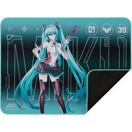 ASUS TUF Gaming P1 Hatsune Miku Edition - Tapis de souris gamer en tissu, caoutchouc antidérapant, résistant à l'eau, turquoise (360x260 mm)
