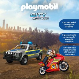 Playmobil Camioneta de Policía con Moto y Figuras 71875, Juguete de Acción Urbana para Niños a Partir de 4 Años, 39 Piezas