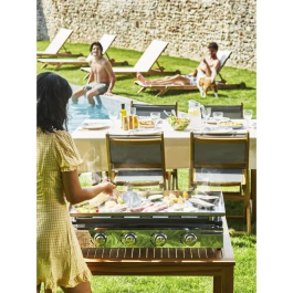 Cookingbox - Plancha à gaz 4 brûleurs - Acier inoxydable - Surface de cuisson XXL 84 x 34 cm - 10 kW