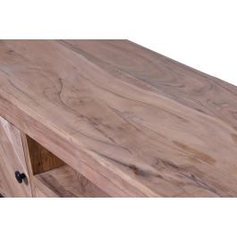 GINER Y COLOMER Meuble TV en bois d'acacia avec pattes en métal laqué, 2 portes et 1 tiroir, finition naturelle, meuble artisanal