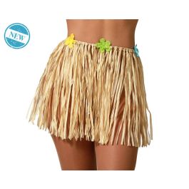Falda hawaïenne courte 35 cm couleur naturel avec fleurs à la taille - Robe tropicale pour enfants fête carnaval école Precio: 2.544. SKU: B12SN2GEMP