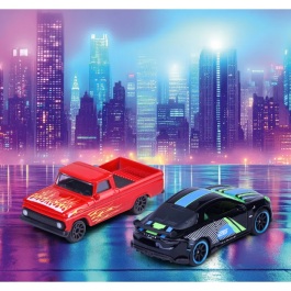 Majorette Coffret 13 Véhicules Neon Racer Set, 9 Modèles Classiques + 4 Édition Limitée Graffiti, Voitures Miniatures 1/64 en Métal, Pour Enfants dès 3 Ans