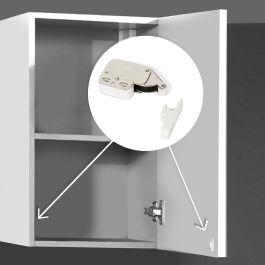 Emuca Lot de 10 serrures à bascule pour meubles Fast Latch, acier et plastique, blanc