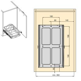 Emuca Plateau pour accessoires de cuisine avec fixation inférieure et extraction manuelle, Plastique gris anthracite