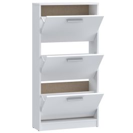 Mac MSA312120 Meuble à chaussures blanc mat 3 portes abattantes L 58,2 x P 20,4 x H 115,5 cm