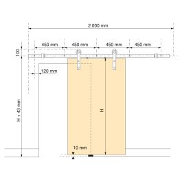 Emuca Kit de quincaillerie pour porte coulissante suspendue Barn en bois, avec fermeture souple, panneaux non inclus, Acier et Plastique, Peint en noir