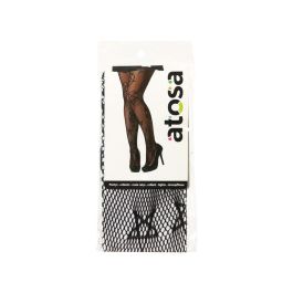 Collants Femme Taille Haute en Filet Noir avec Motifs d'Étoiles et de Cercles pour Look Mystique - Pour Halloween et Fêtes
