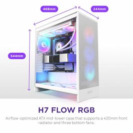 Boîtier ATX semi-tour NZXT H7 Flow RGB Midi Blanc