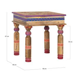 GINER Y COLOMER Table de Salon en Bois de Mango avec Détails Peints à la Main - Pinta2 - Multicolore