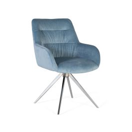 GINER Y COLOMER Tapiza2 - Lot de 2 fauteuils en velours bleu clair, design raffiné, structure rembourrée, pieds en acier nickelé brillant Precio: 431.988. SKU: B16HB4NLAQ