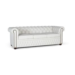 GINER Y COLOMER - Canapé Chesterfield 3 Places en Cuir Blanc - Canapé capitonné en cuir naturel avec accoudoirs surélevés et design intemporel Precio: 2723.988. SKU: B162F4Q8DZ
