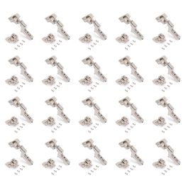 Emuca Lot de 20 charnières super coudées X92 avec fermeture amortie et embases à visser, Hauteur 0, Acier, Nickelé