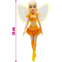 Winx WNX783 - Poupée Stella de 26 cm avec ailes interactives lumineuses et articulées - Tenue de fée - Jouet dès 3 ans
