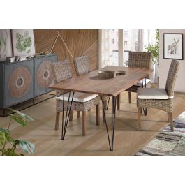 GINER Y COLOMER Buffet 4 portes en bois de manguier et métal, gris et marron, 71 x 35 cm (portes) avec pattes de 16 cm