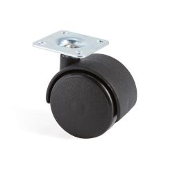 Q&Q Roue Pivotante Modèle Kelly Ø45 Double Jante Plastique Noir Sans Frein