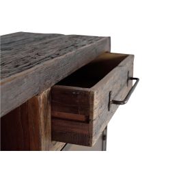 GINER Y COLOMER Buffet en Bois Récupéré et Métal, 3 Tiroirs 2 Portes, Dimensions 180 x 90 x 40 cm, Capacité 0,84 m³, Finition Naturelle et Oxydée, Mueble Artesanal Unique