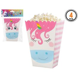 Set de 4 Boîtes à Pop-corn en Carton Licorne Multicolores - Décoration pour Fêtes Precio: 10.7900004. SKU: S1131014