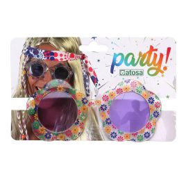 Gafas Lunettes Hippie à Fleurs Bleues pour Femme Adulte - Accessoire Déguisement Rétro et Printanier